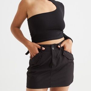 Black Utility Cargo Mini Skirt